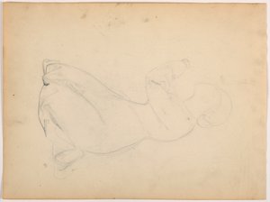 Tegning, Knælende kvinde, ca. 1852 af Daniel Huntington