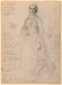 Mrs. Rutherford B. Hayes stående, studier af arm og hænder af Daniel Huntington