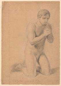 Nøgen mandlig figur, undersøgelse for "Syges fællesskab" af Daniel Huntington