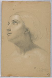 Studie for Head of Mercy i "Christiana og hendes børn" af Daniel Huntington