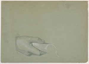 Studie af en mands hånd for "Tribute Money" af Daniel Huntington