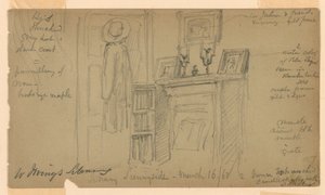 Washington Irvings bibliotek i Sunnyside af Daniel Huntington