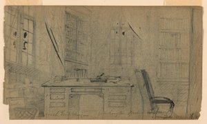 Washington Irvings bibliotek i Sunnyside af Daniel Huntington
