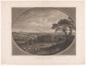 Udsigt i London, set fra Hampstead Heath En nordlig udsigt over byerne London og Westminster, med en del af Highgate taget fra Hampstead Heath, nær spanierne (titel på objektet) af Daniel Lerpinière