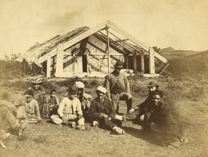 Kuwaitis Runanga House, Waiona, Bay of Islands, ca. 1870 (albumin print) af Daniel Louis Mundy