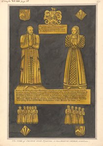 Messingplade til Dr. James Goode og hans kone Joan, datter af Edward Clinton, West Drayton Church af Daniel Lysons