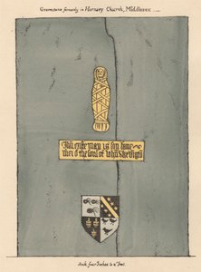 Messingplade til John Skevington fra Hornsey Church af Daniel Lysons