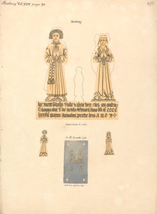 Messingplade til Thomas og Alicia Broke, Parish Church of St. Margaret, Barking af Daniel Lysons