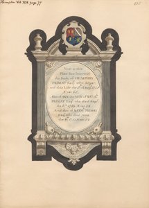 Mindesmærke for Humphry Primat, Nathaniel og Ann Primat fra Hampton Church af Daniel Lysons