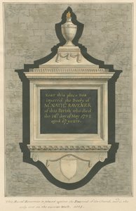 Mindesmærke for Mr. Nathaniel Ravener fra Greenford Church af Daniel Lysons
