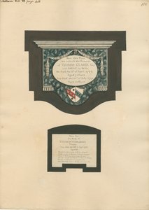 Mindesmærke for Thomas Clarke og hustru Sarah og Thomas Worlidge fra Fulham Church af Daniel Lysons
