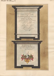 Mindesmærker for Miss Sophia Henrietta Voelcker og Thomas Crump fra Hampton Church af Daniel Lysons
