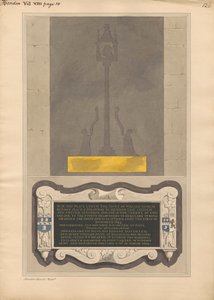 Rester af messingplade og mindesmærke for William Nicol og Ann hans kone og Elizabeth hans datter og William hans søn af Hendon Church af Daniel Lysons