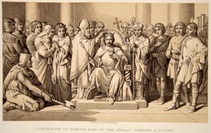 Kroning af Harold II i 1066, indgraveret af W. Ridgeway af Daniel Maclise