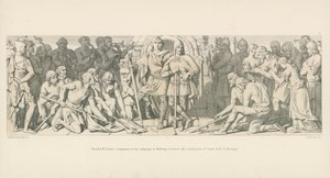 Harold, Williams følgesvend i hans kampagne i Bretagne, modtager underkastelse fra Conan, jarl af Bretagne af Daniel Maclise