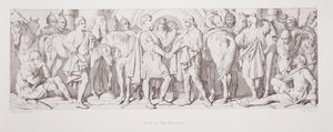 Harald og hertug Vilhelm mødes, fra "The Story of the Norman Conquest", graveret af L. Gruner, 1866 af Daniel Maclise