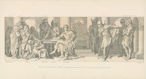 Harolds fangenskab annonceret til William af Normandiet, som er informeret om, at Guy af Ponthieu kræver løsesum for ham af Daniel Maclise