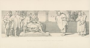 Hugues Maigrot, en munk, har kong Harolds publikum til at foreslå betingelser fra hertug William af Daniel Maclise