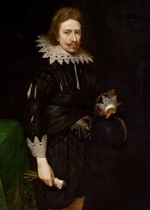 Detalje af portræt af William Cavendish, 1624 af Daniel Mytens