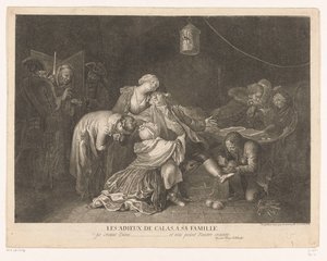 Farvel til Jean Calas i fængslet Les adieux de Calas, a sa famille (titel på objekt)