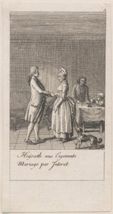 Bevæggrunde til giftermål og deres følger. Bl. 5 af Daniel Nikolaus Chodowiecki