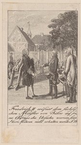 Frederik 2. oplyser den sachsiske minister von Bülow om årsagen til, at hans herre ikke vil få Mähren, som svar på hans forespørgsel af Daniel Nikolaus Chodowiecki