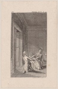 Lovelace bombarderer Clarisse med sine frierier af Daniel Nikolaus Chodowiecki