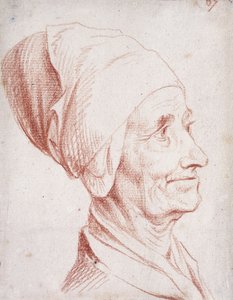 Portræt af en mand, der siges at være Voltaire, lille bustelængde, i profil,