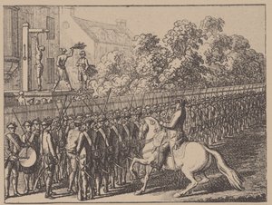 Løber handsken. Illustration fra Elementartwerk af J.B. Basedow, 1774 af Daniel Nikolaus Chodowiecki