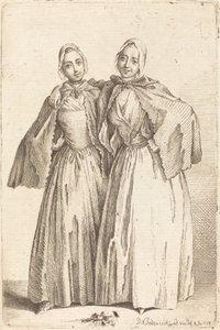 To stående damer (Demoiselles Quantin) af Daniel Nikolaus Chodowiecki