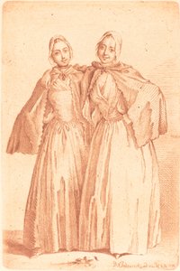 To stående damer (Demoiselles Quantin) af Daniel Nikolaus Chodowiecki