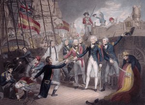 Admiral Nelson Modtager det Spanske Admirals Sword, Slaget ved St. Vincent