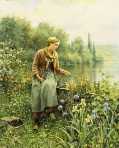 Fiskeri på en forårsdag, af Daniel Ridgway Knight