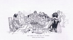 Don Diego på kroen Viveros, fra The Magazine of Art 1893, Cassell and Company af Daniel Urrabieta Vierge