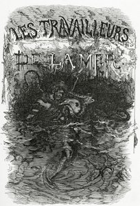 Illustration til romanen Les Travailleurs de la Mer, 1800-tallet (bw-gravering) af Daniel Urrabieta Vierge