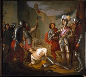 Francesco Ferruccis død under belejringen af Firenze af kejser Charles Vs tropper af Daniele Antonio Bertoli