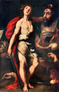 David vinder af Giant Goliath holder hovedet i hånden Maleri af Daniele Crespi (1598-1630) 1623 Palazzo Borromeo, Isola Bella, Stresa Italien