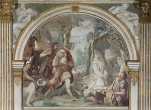 Saint Hugh møde med Roger af Calabrien, 1629 af Daniele Crespi