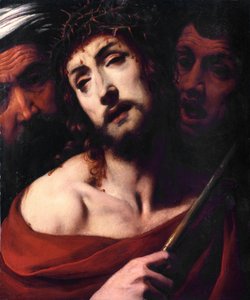 Kristi hån Ansigtet af den lidende Kristus har torne. Maleri af Daniele Crespi (1598-1630) Basilica San Giovanni fra det 17. århundrede, Busto Arsizio Italien af Daniele Crespi
