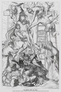 Nedstigning fra korset (gravering) af Daniele da Volterra (1509-66) (after)