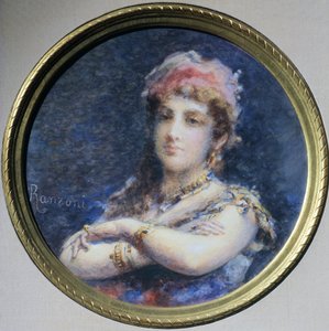 Portræt af prinsesse Troubetzkoy, af Daniele Ranzoni (1843-1889), akvarel
