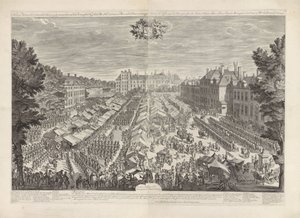 Haag-messen med Prinsen og Prinsessen af ​​Orange, 1686 Haag-messen med det stigende burgerry-sig, der præsenterer for hendes kongelige højheder min herre prinsen og fruen prinsessen af ​​Orange / Foire de la Haye, avec les bourgois sous les armes, sa