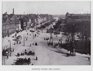 Kjobenhavn / Copenhagen: Kongens Nytorv Med Nyhavn (b/w photo)