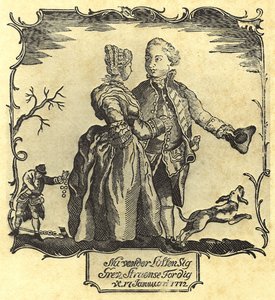 Heldet vender mod dig, grev Struensee! 1772 (træsnit) af Danish School