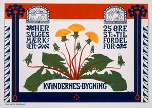 Plakat, der reklamerer for Kvindebygningen, slutningen af det 19.-begyndelsen af det 20. århundrede