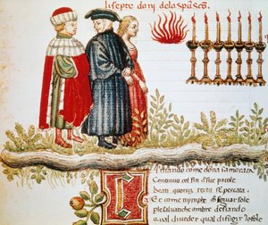 Virgil, Dante og Matelda, Skærsilden, Canto XXIX, belyst side fra Divine Comedy, af Dante Alighieri (1265-1321) af Dante Alighieri