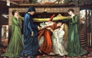 Dante Alighieri møder Beatrice, ca 1900 (postkort)