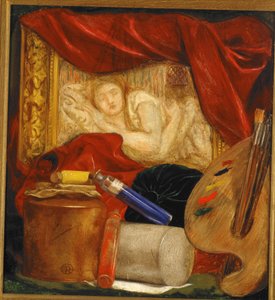 Flasker (olie på bord monteret på panel) af Dante Gabriel Charles Rossetti