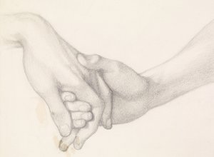 Dantes drøm på tidspunktet for Beatrices død - Studie af Dante, der holder kærlighedens hånd af Dante Gabriel Charles Rossetti