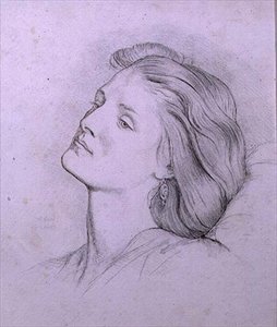 Hoved af Fanny Cornforth (blyant og kridt) af Dante Gabriel Charles Rossetti